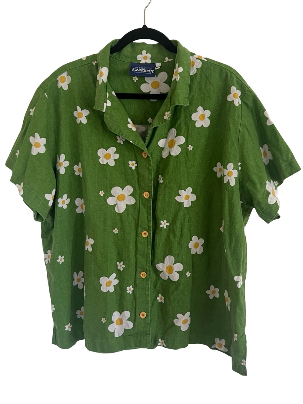 Bid Bud Press Green Bob Baker Flower Pantry Button Up Shirt 2XL